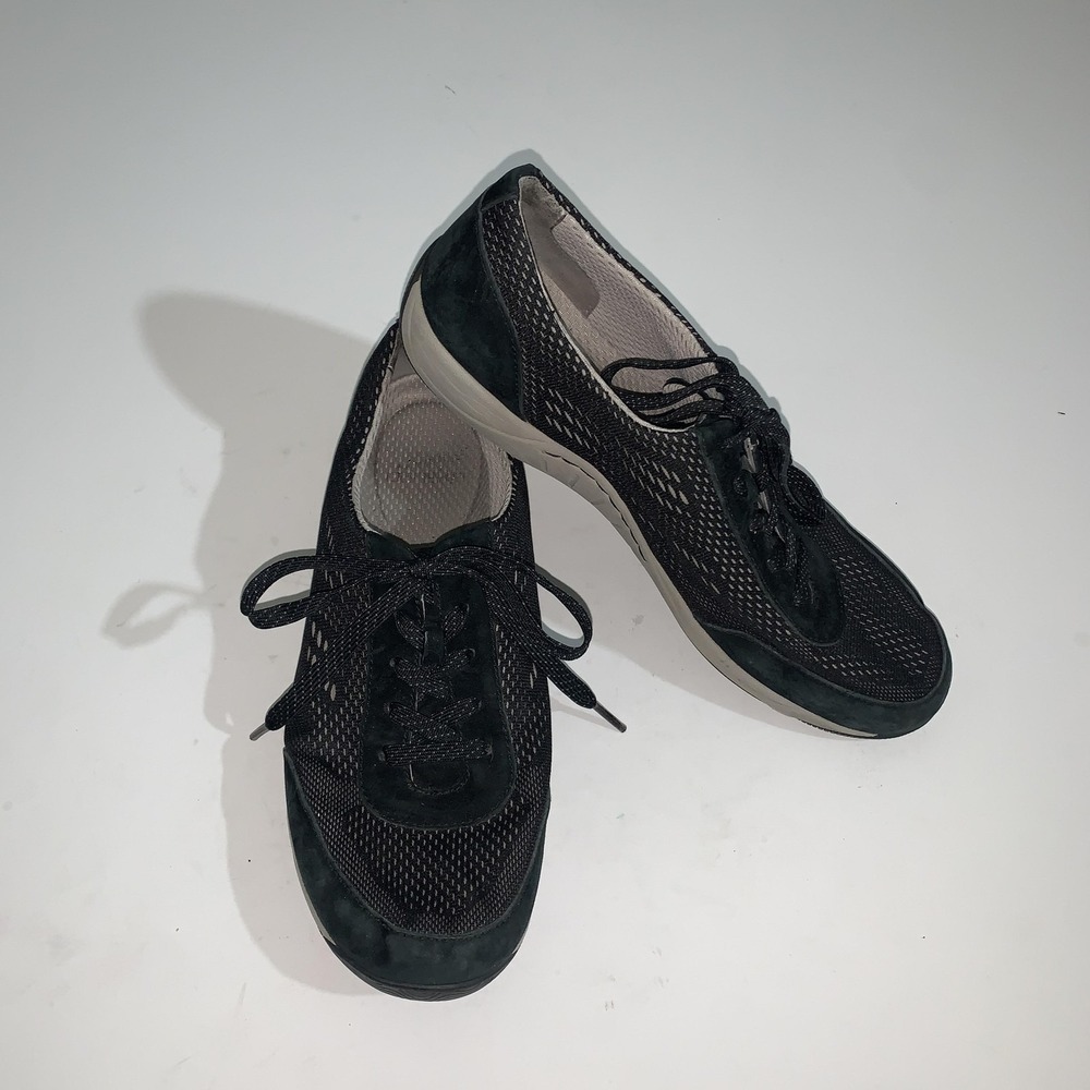 Dansko Shoes Womens Size 9.5 Black Leather Mesh Lace Up Comfort Walking Sneakers